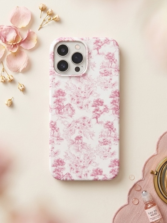 Other - iPhone Case — Pink Toile Pattern — Elegant, Protective, Aesthetic